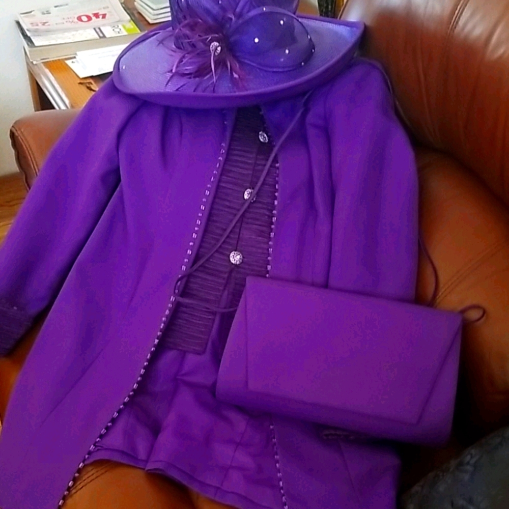 2 pc purple suit with purse and hat